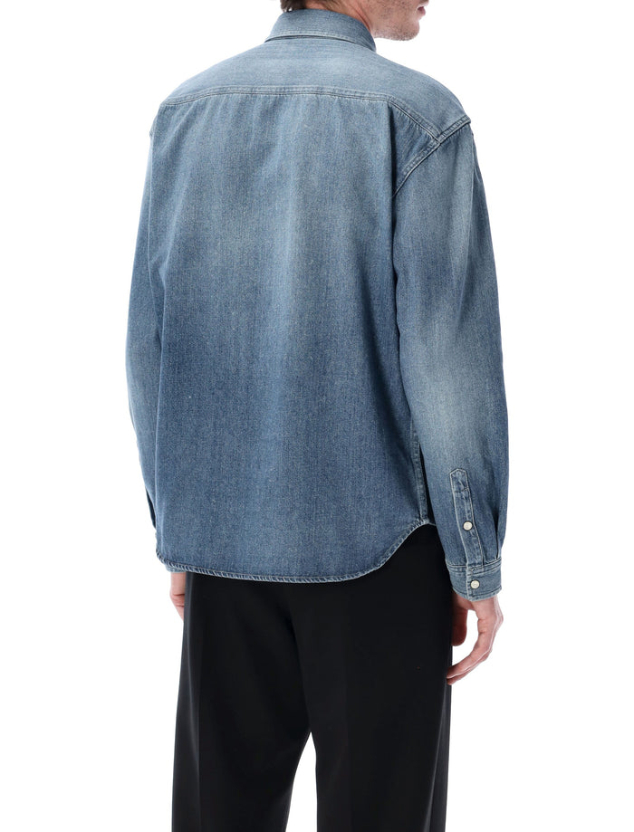 Saint Laurent Cassandre Denim Shirt Horizon Blue Cotton T-shirt