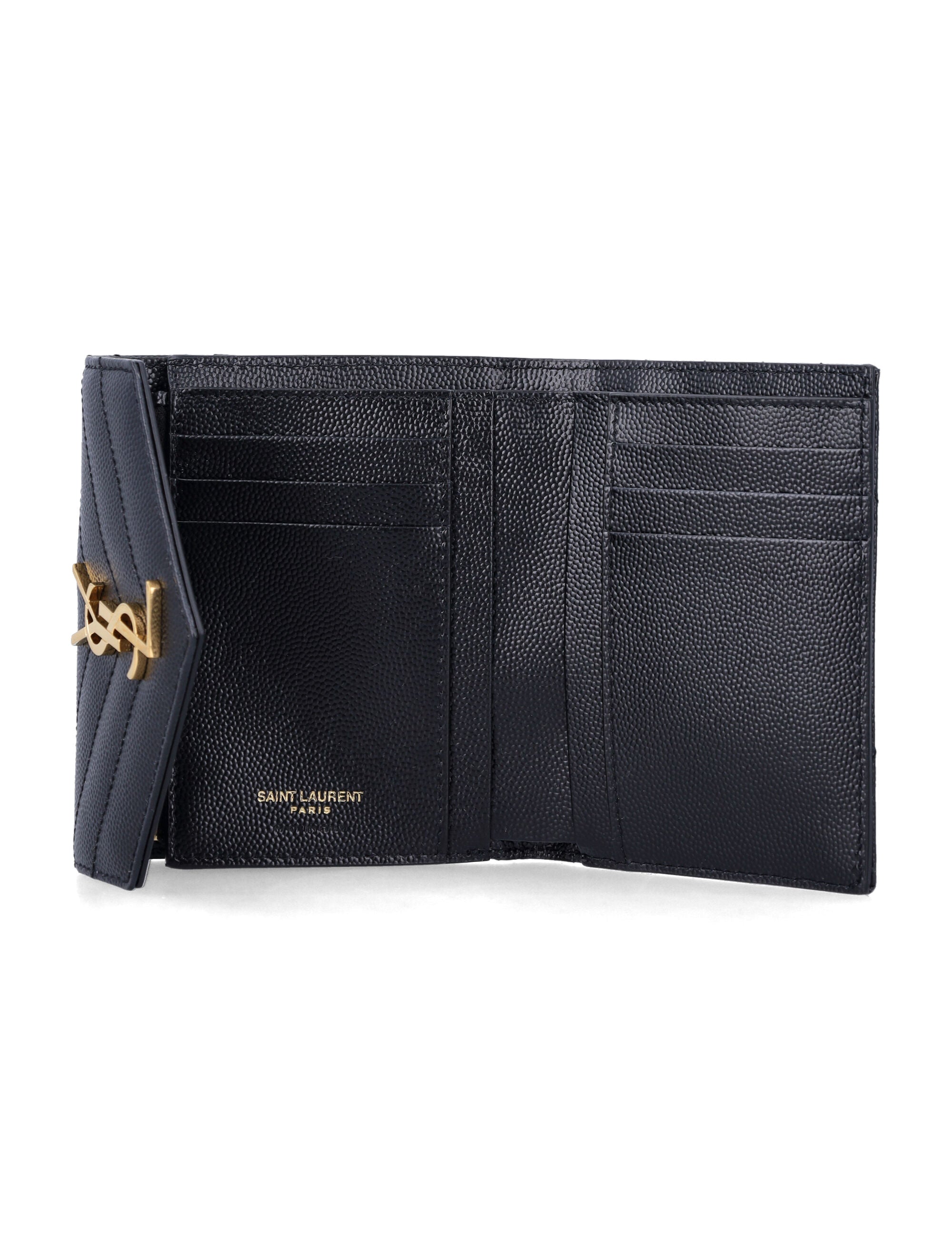 Saint Laurent Cassandre tri-fold wallet Black Calf Skin