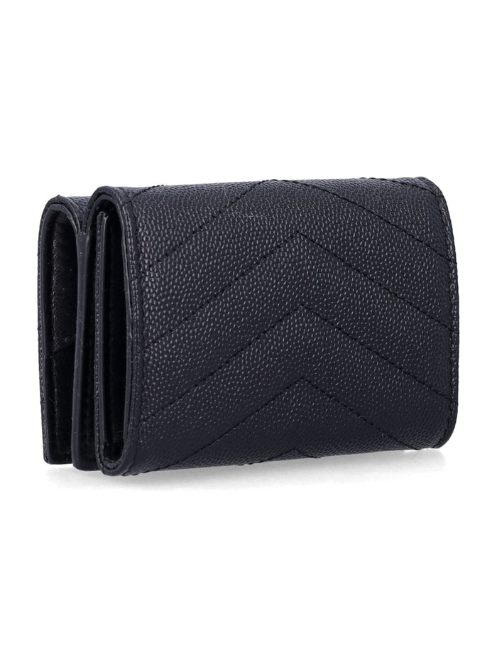 Saint Laurent Cassandre Tiny wallet Black Calf Skin