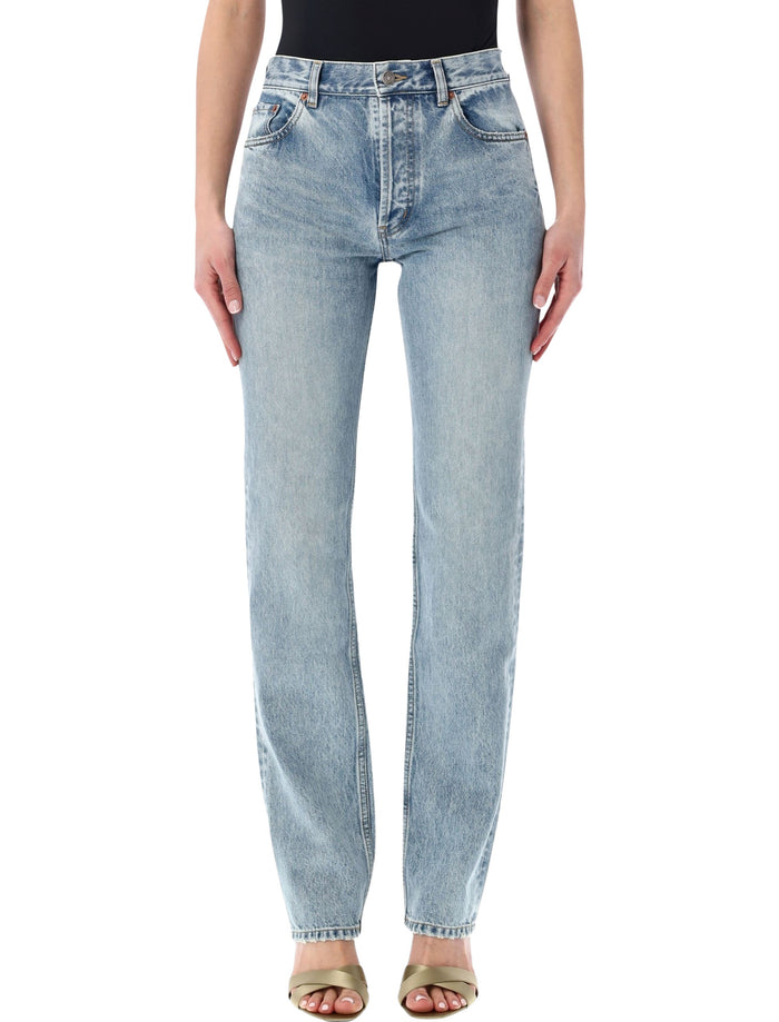 Saint Laurent straight high-rise jeans South Blue Cotton