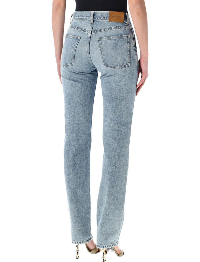 Saint Laurent straight high-rise jeans South Blue Cotton