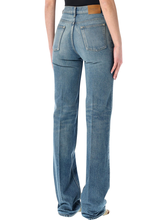 Saint Laurent Yves Flared Jeans Mid Blue Cotton