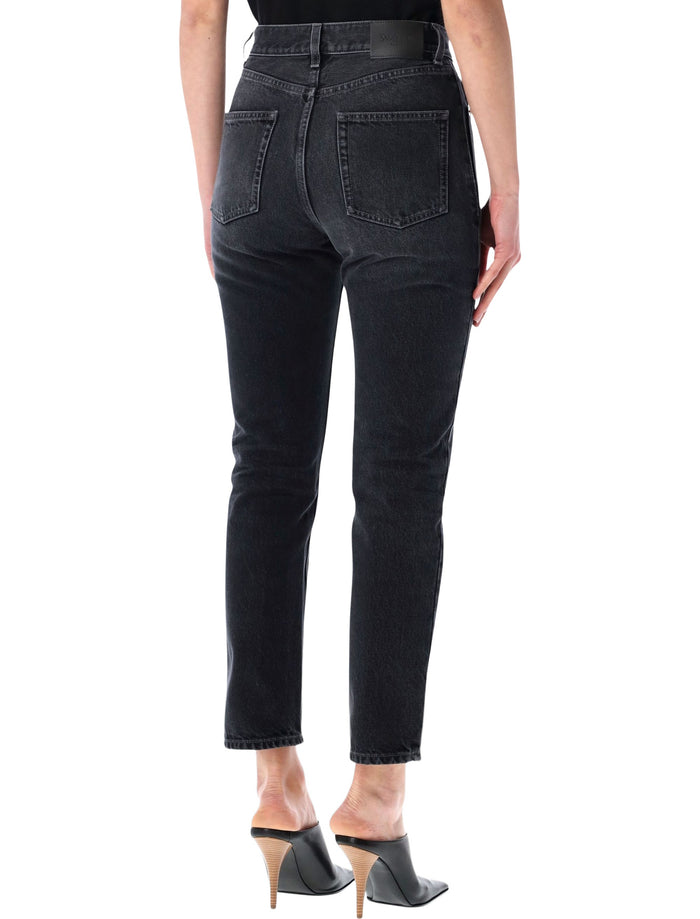 Saint Laurent 90s black denim cropped slim-fit jeans Ash Cotton