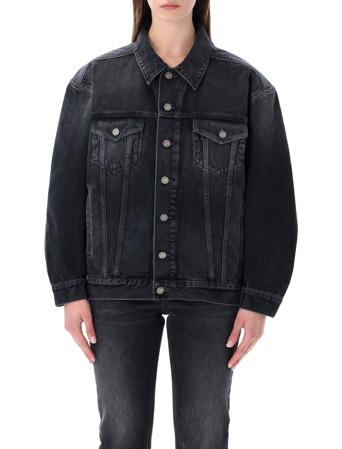 Saint Laurent oversized 70s black denim jacket Ash Cotton