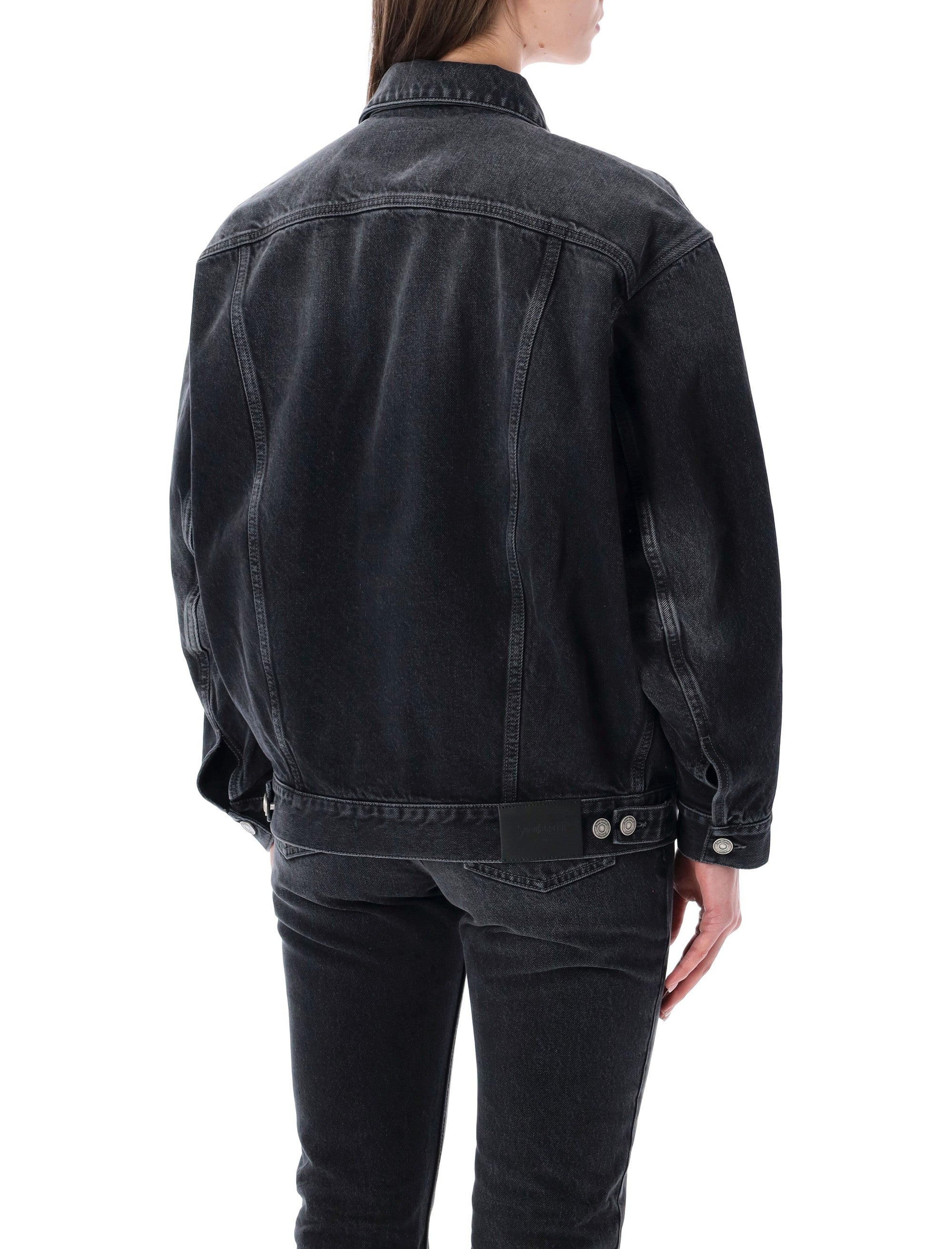 Saint Laurent oversized 70s black denim jacket Ash Cotton