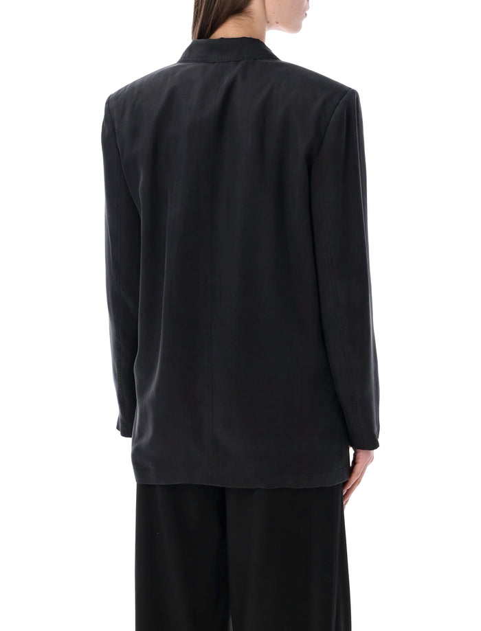 Saint Laurent double-breasted silk habotai jacket Black Blazer