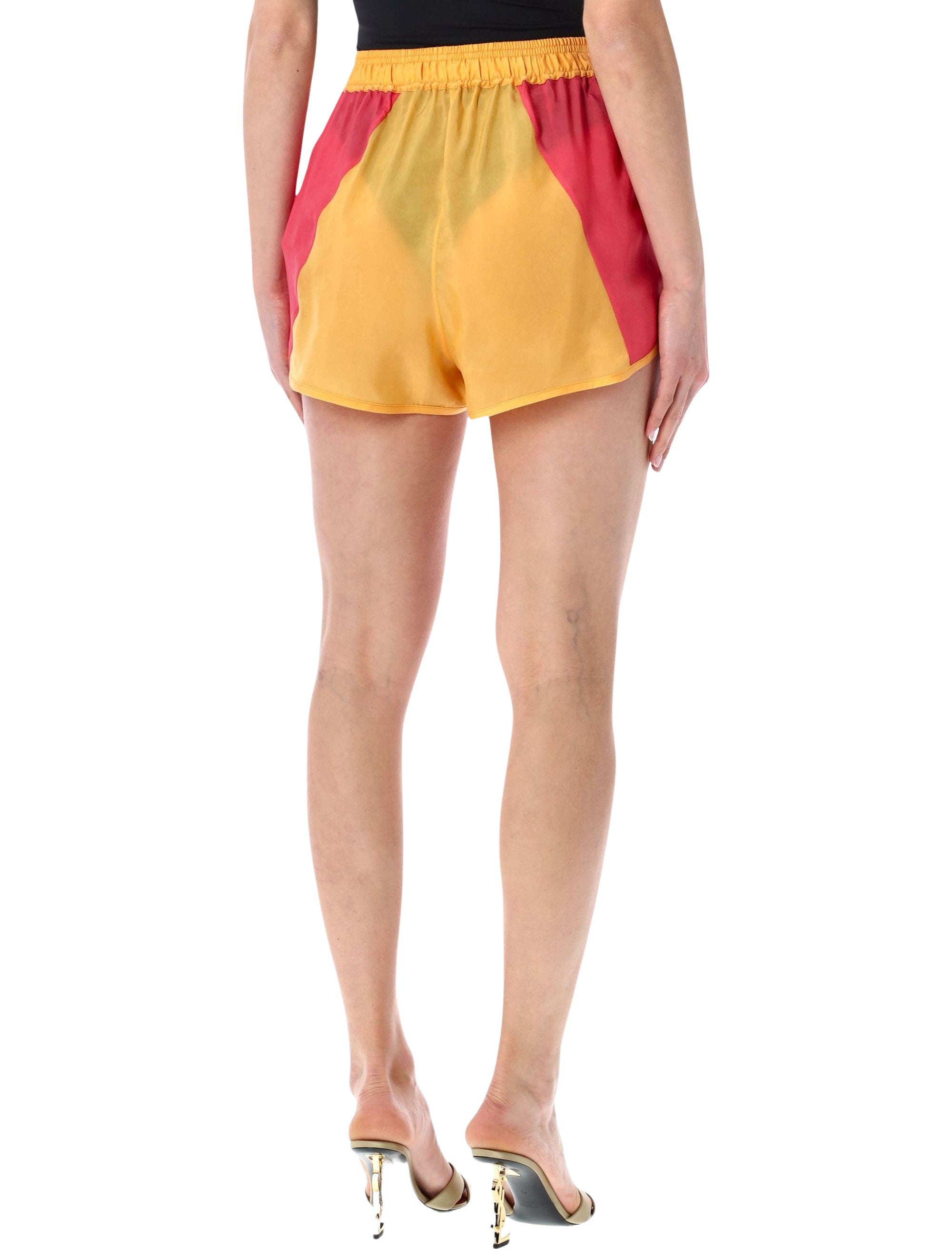 Saint Laurent color-block cupro shorts Tournesol