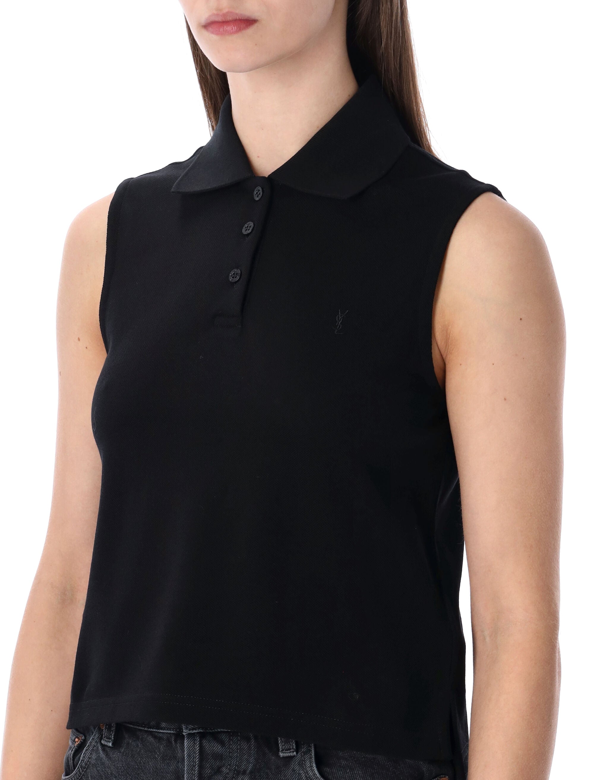 Saint Laurent oversized Cassandre polo Black Cotton Top