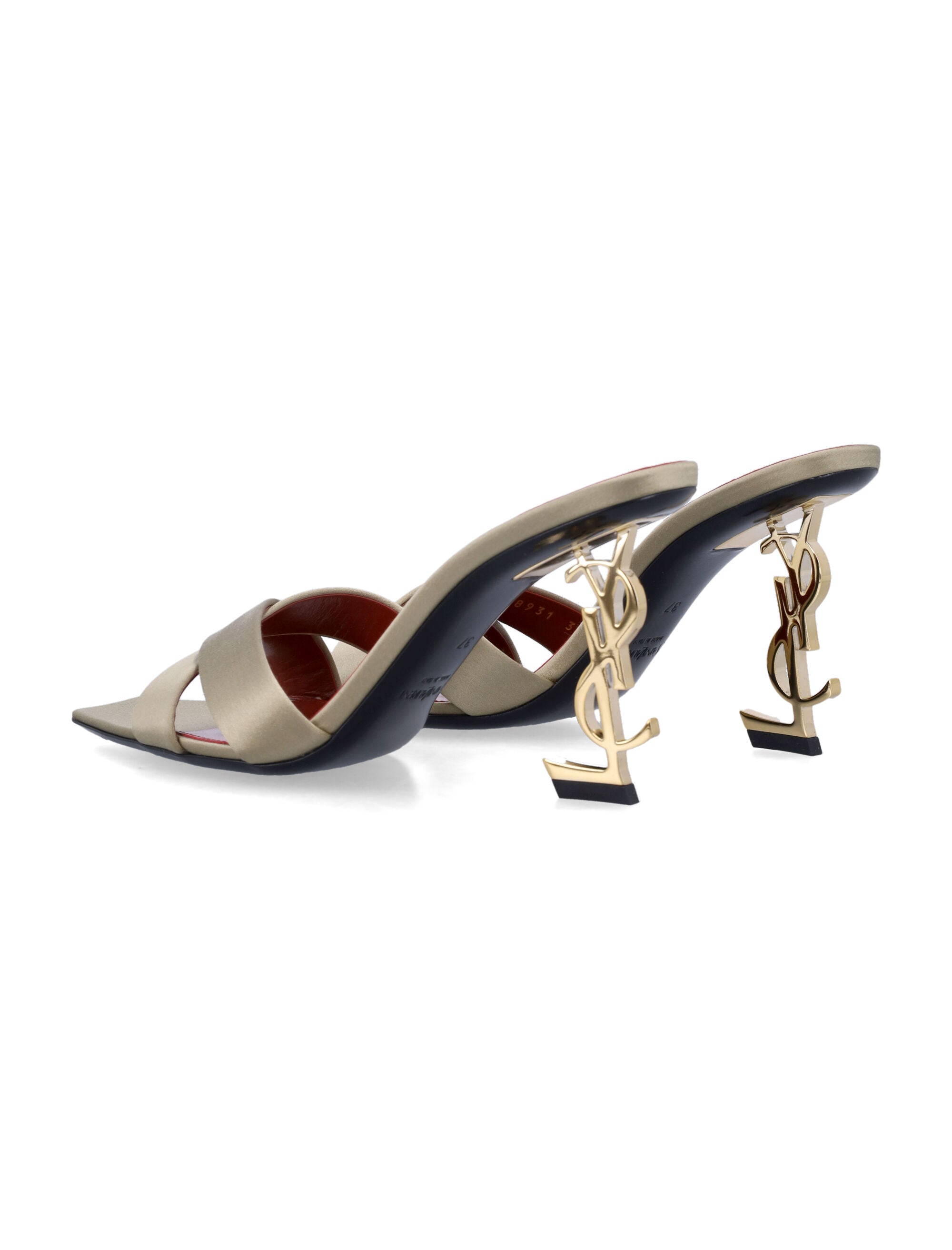 Saint Laurent Contrast Sole Opyum Mules Grain Biege Upper
