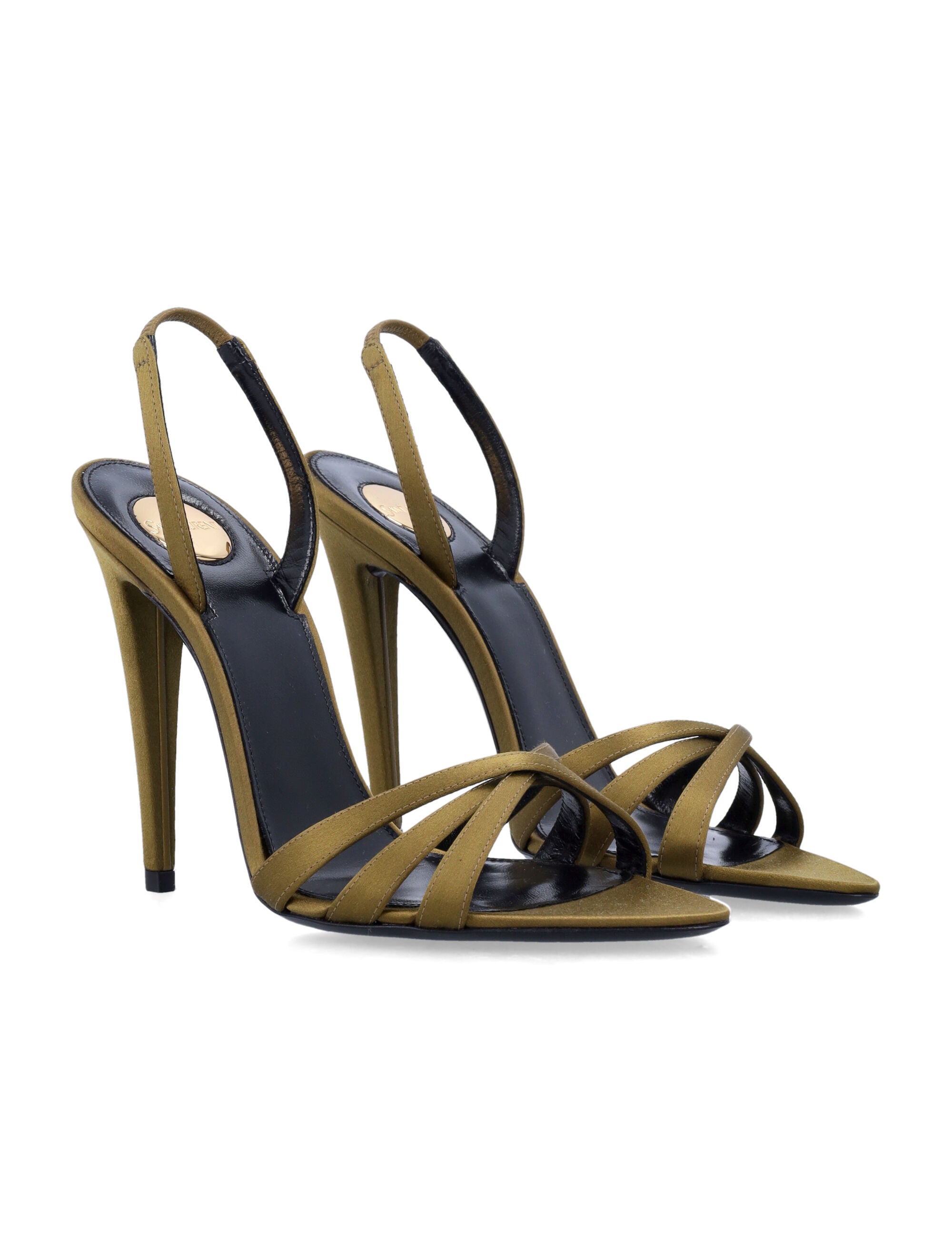 Saint Laurent satin crepe Kate sandals Cuba Gold Upper