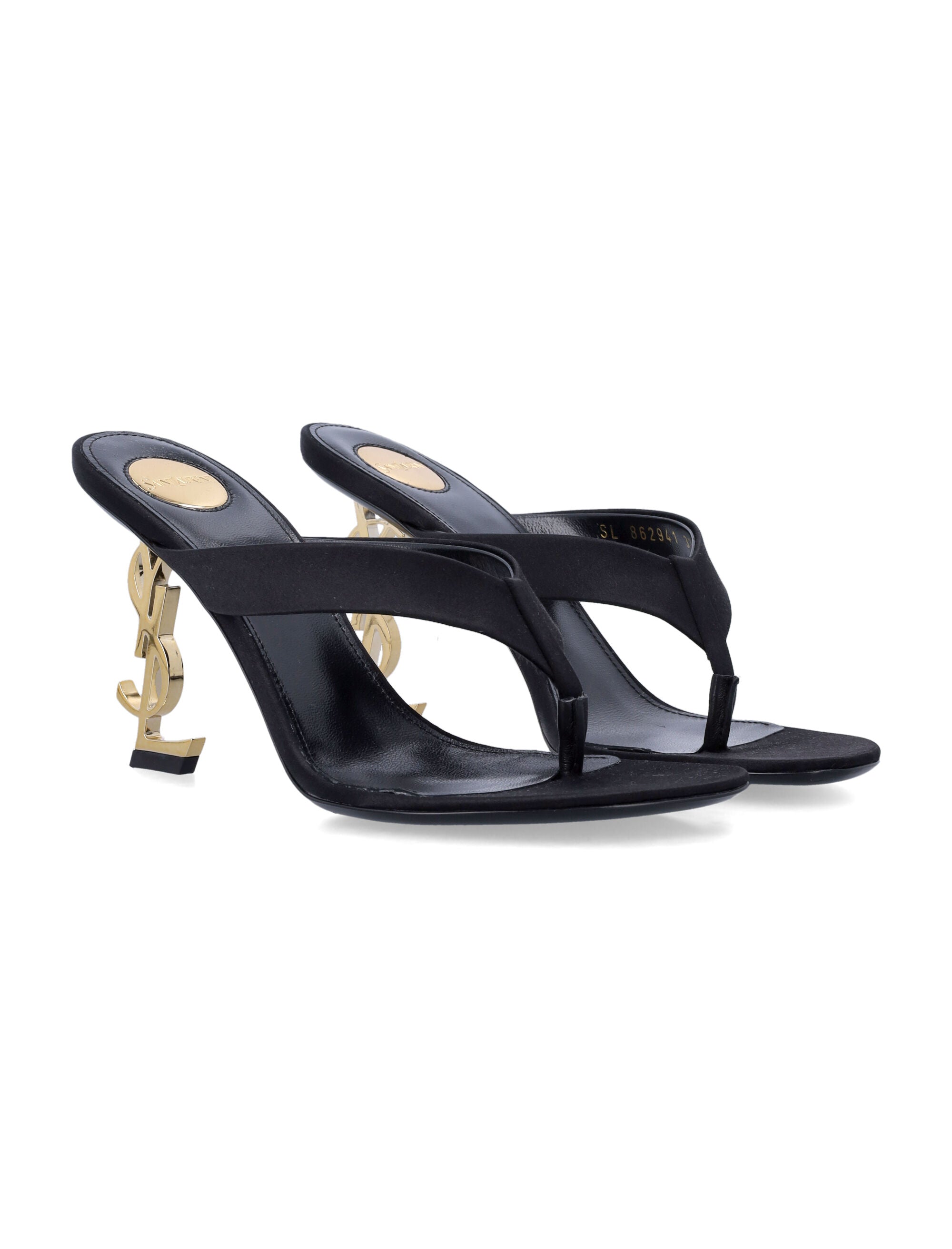 Saint Laurent Satin Opyum Mules Black Upper