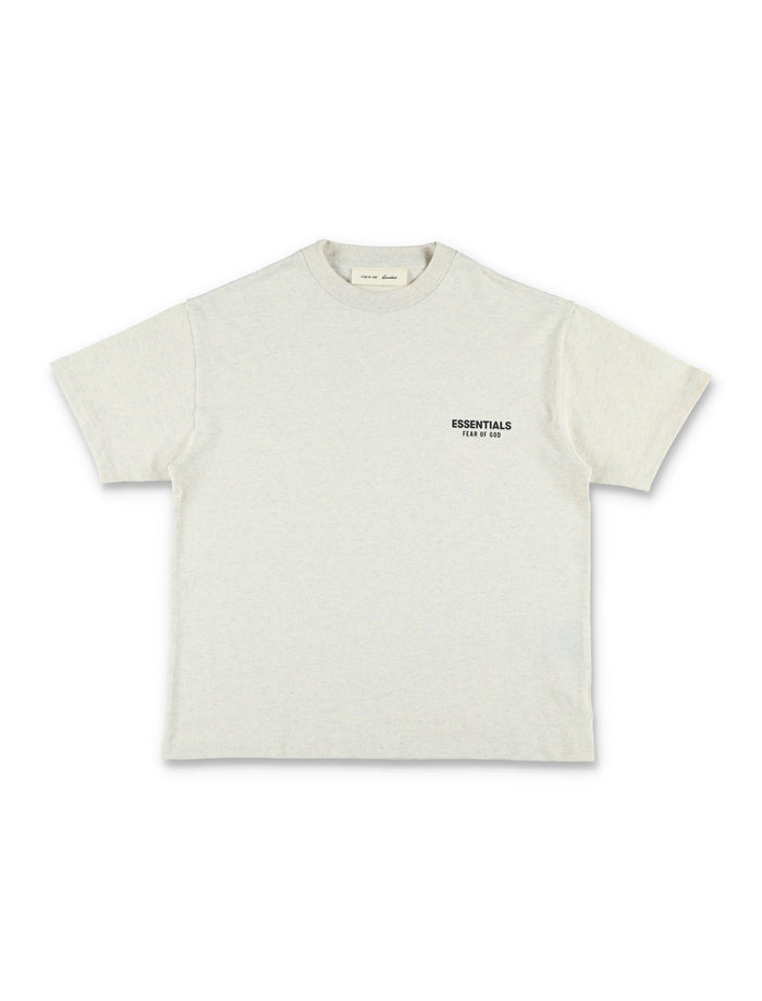 Essentials Fear Of Gods Kids Classic Logo T-Shirt Oatmeal Heather Cotton