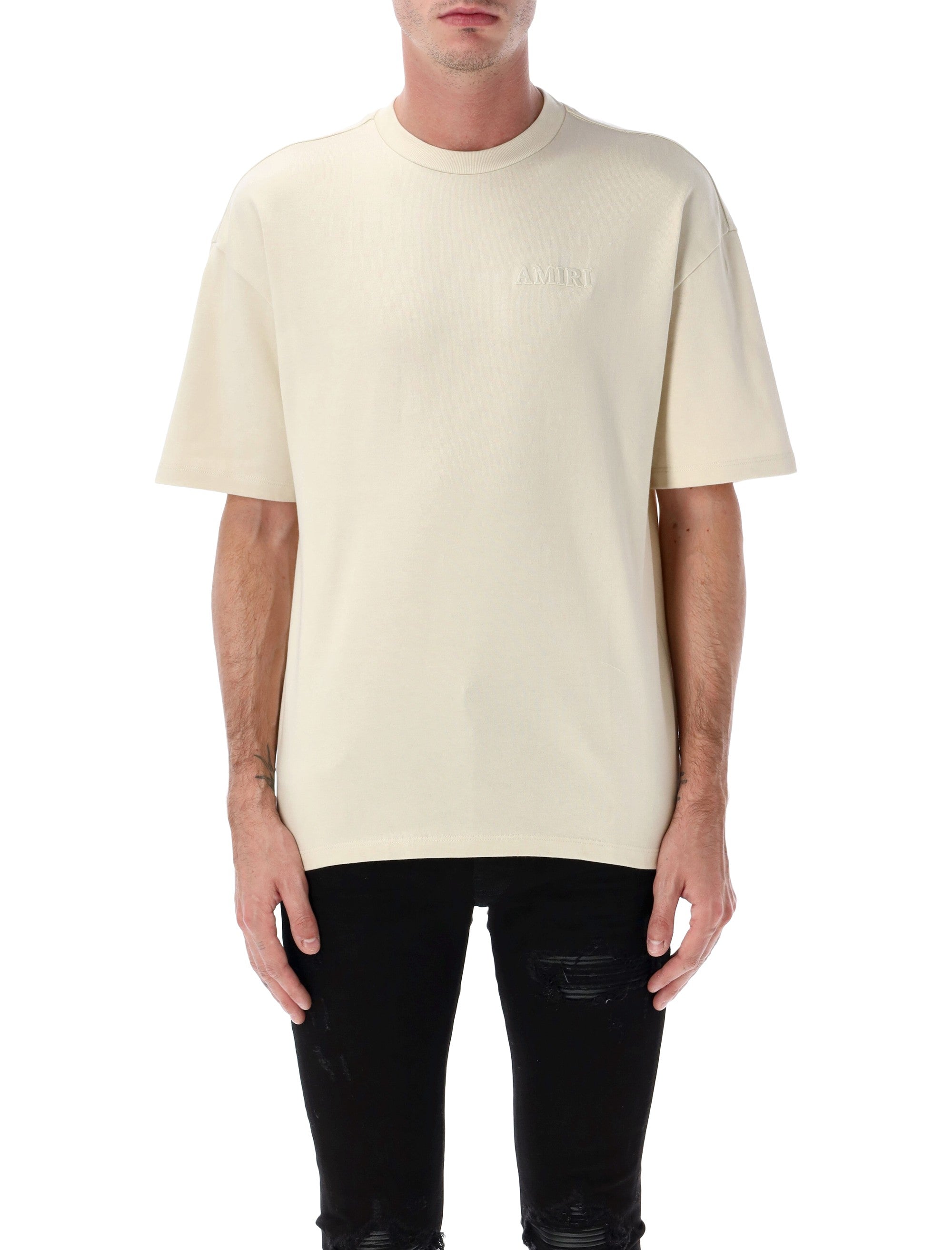 Amiri Oversized cotton t-shirt with logo embroidery Birch
