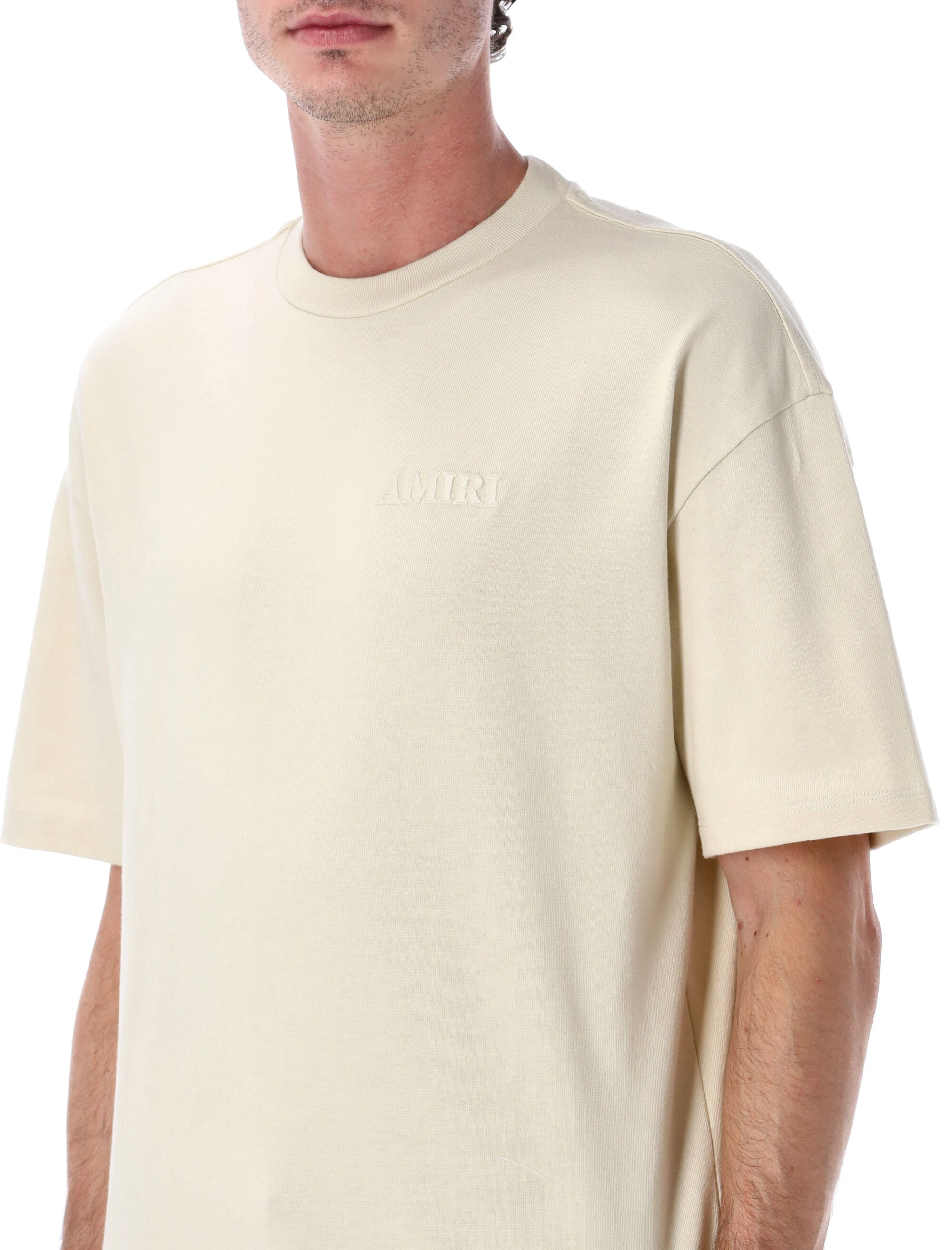 Amiri Oversized cotton t-shirt with logo embroidery Birch