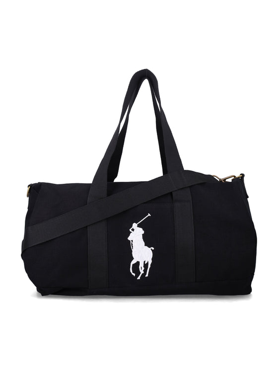 Polo Ralph Lauren Kids Pony Logo Duffle Bag Black Outer Shoulder
