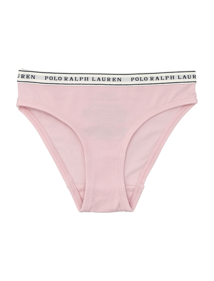 Polo Ralph Lauren Kid Stretch Cotton Two Briefs Set With Logo White/pink Underwear