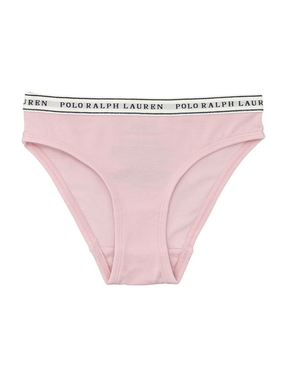 Polo Ralph Lauren Kid Stretch Cotton Two Briefs Set With Logo White/pink Underwear