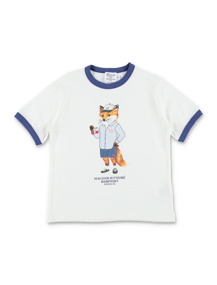Bonpoint X Maison Kitsuné Akiva Kids T-Shirt White Organic Cotton