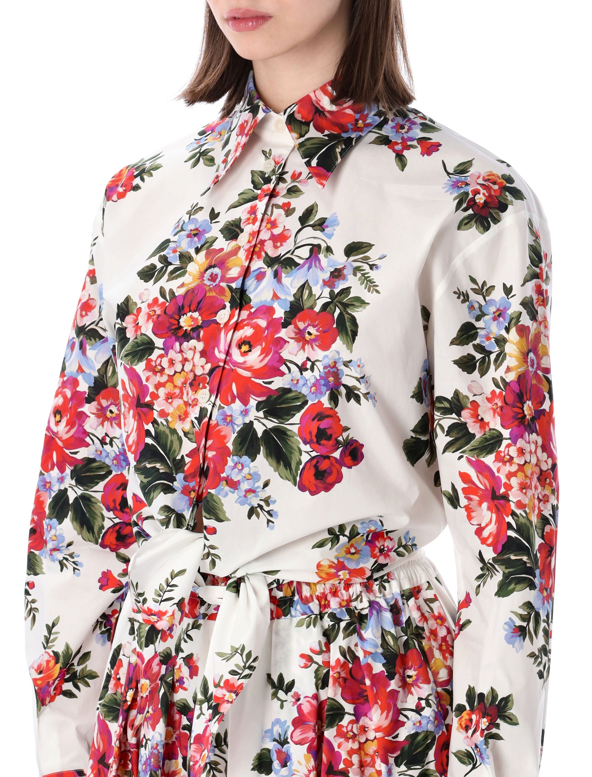 Dolce&gabbana Floral Cotton Shirt White Multicolor Print