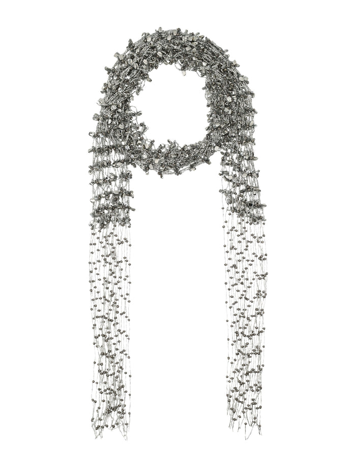Dries Van Noten embroidered scarf necklace Silver Glass