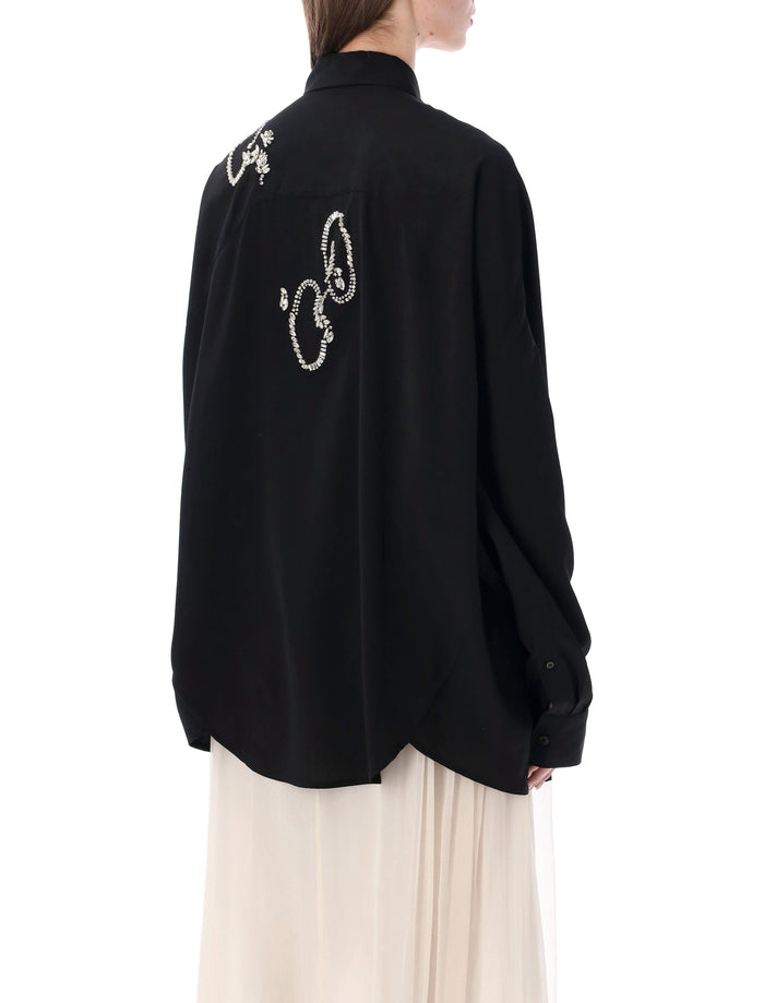 Dries Van Noten Embroidered Oversized Black Shirt Polyester