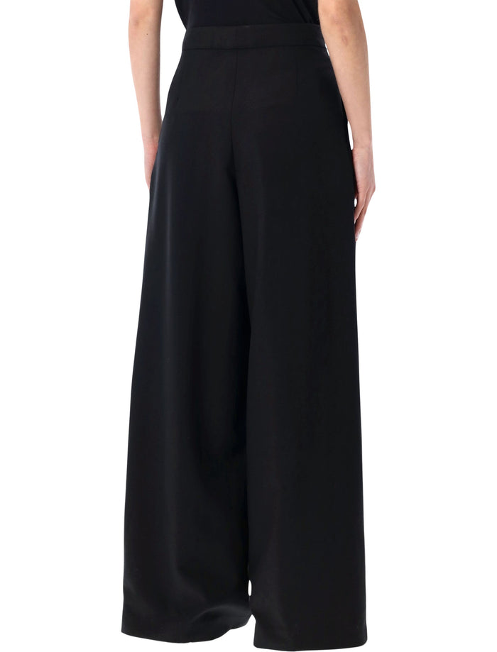 Dries Van Noten Wide Pleated Wool Pants Black