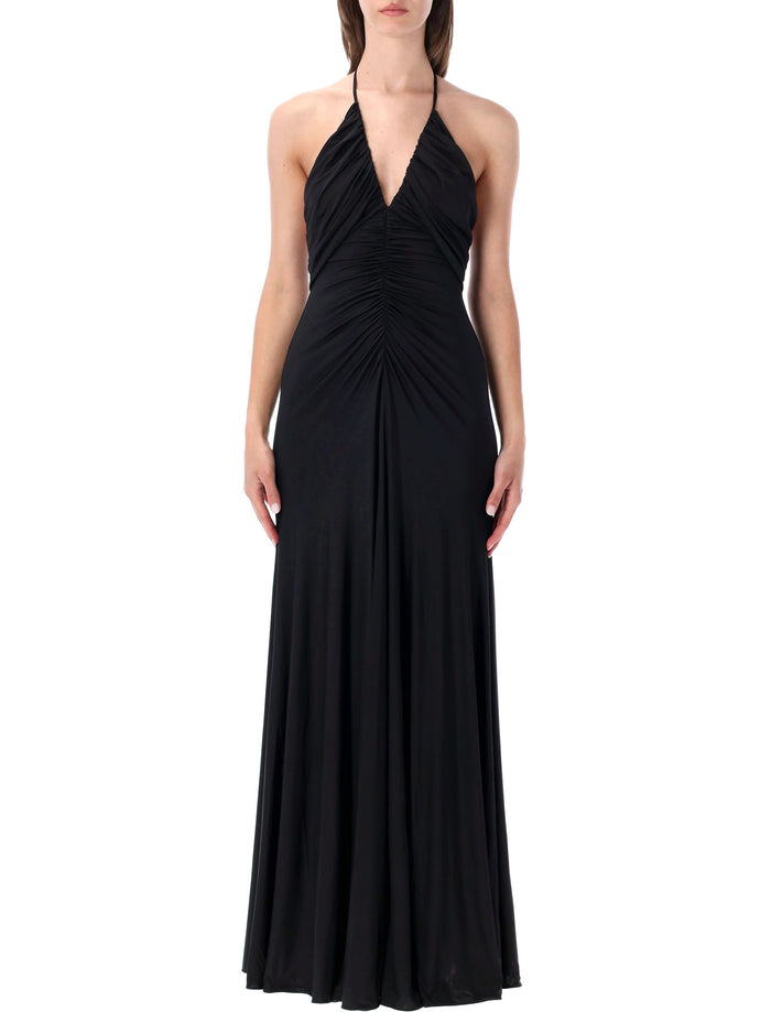 Self-Portrait Jersey Gathered Maxi Dress Black Viscose