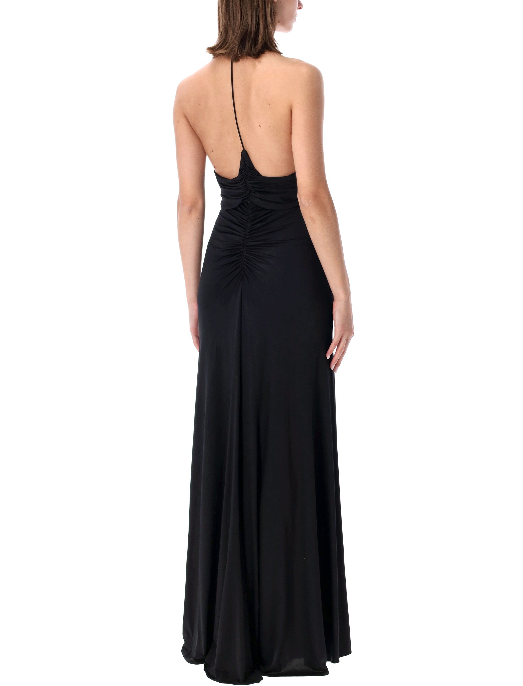 Self-Portrait Jersey Gathered Maxi Dress Black Viscose