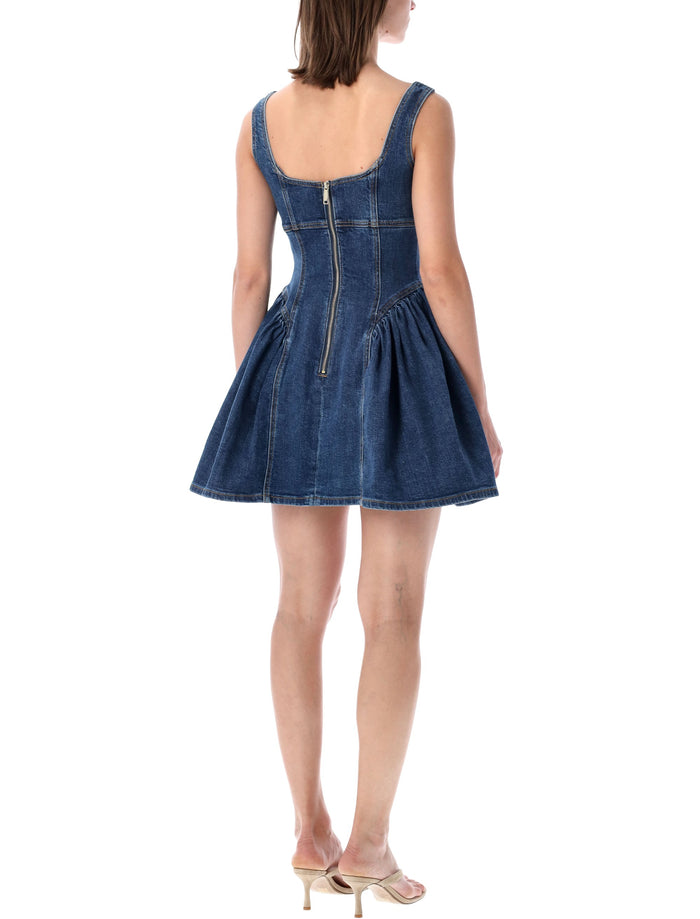 Self-Portrait Denim Mini Dress Blue Cotton
