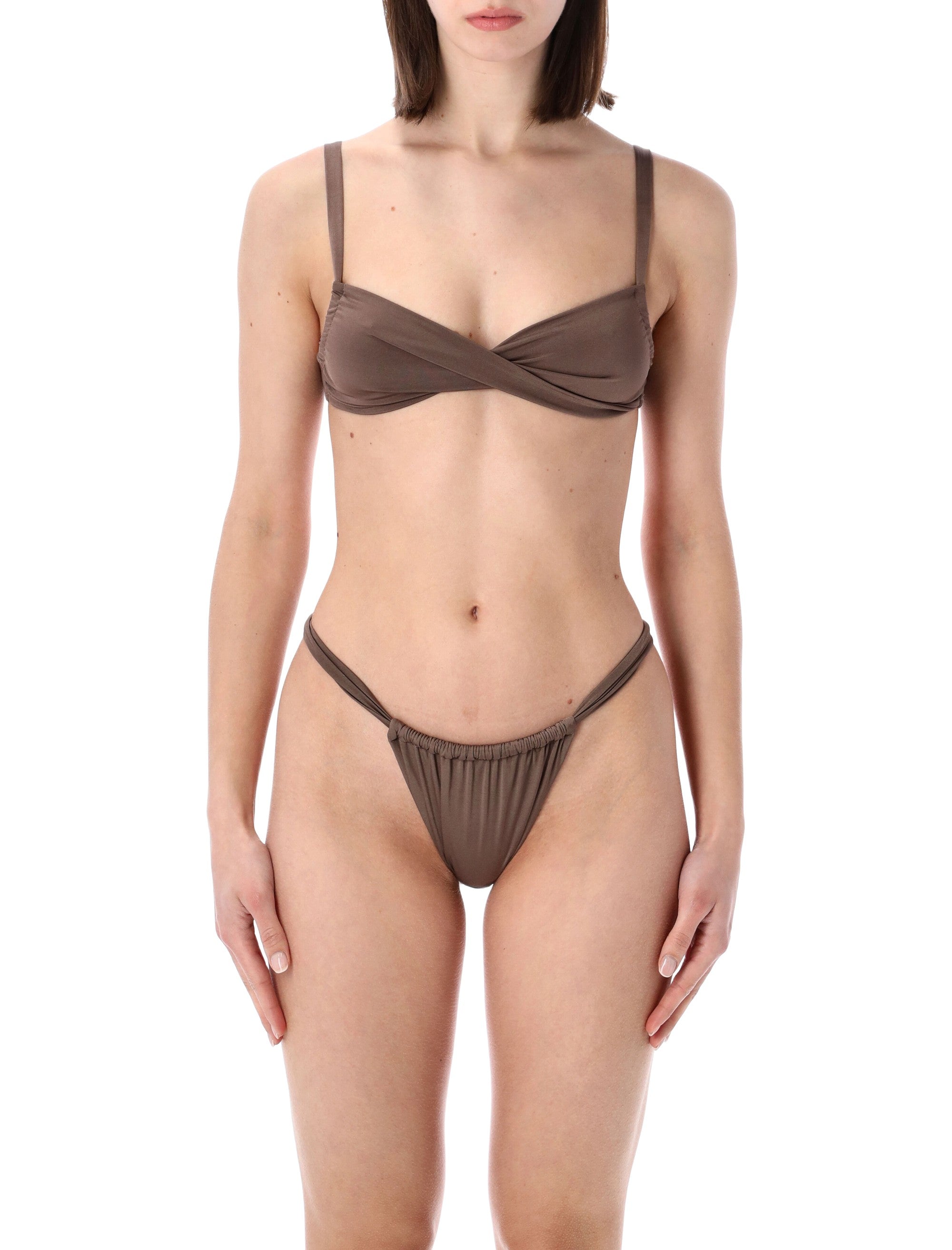 Belamer Lara Ribbed Bikini Bottom Brown Recycled Polyamide Swimwear