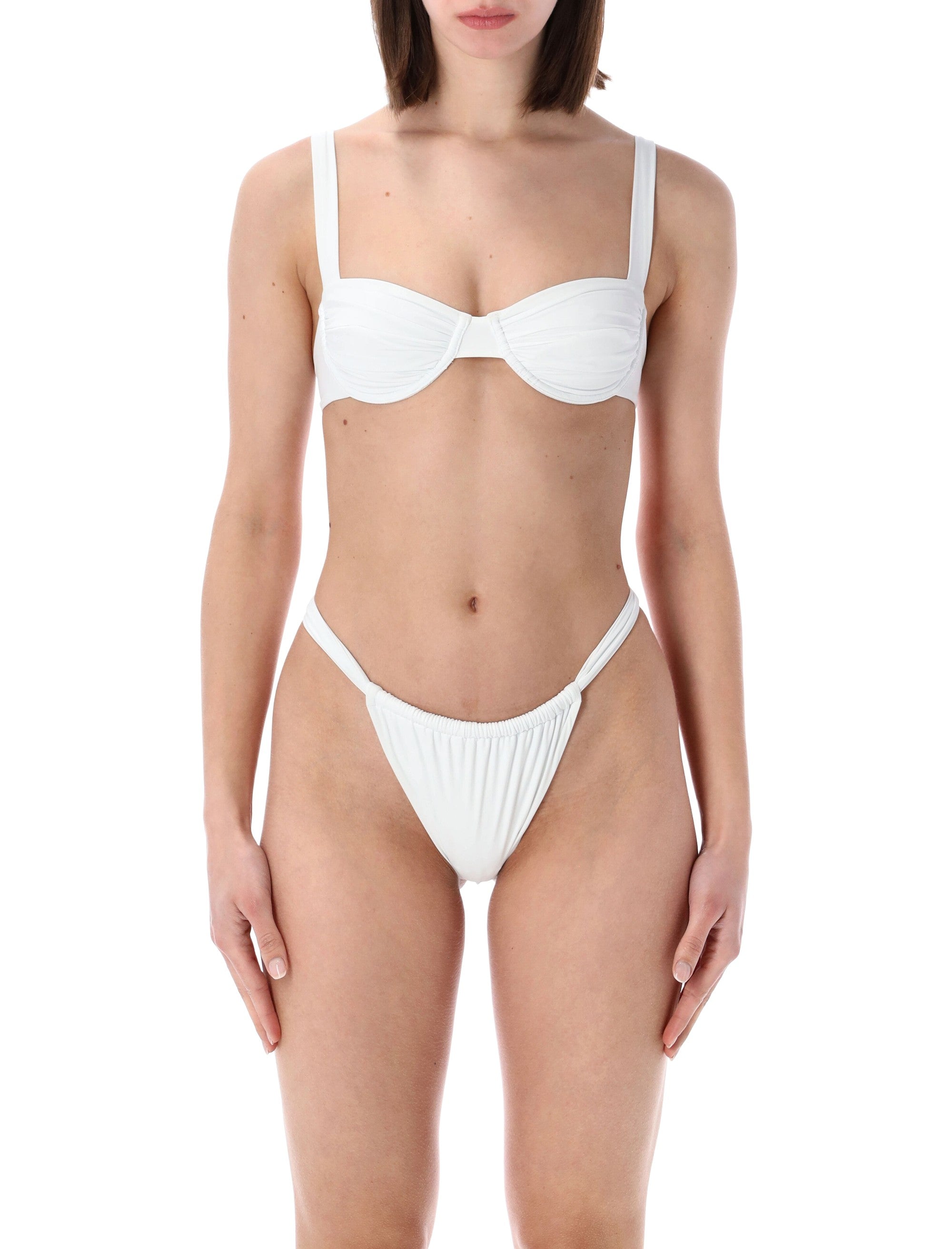 Belamer Lara Ribbed Bikini Bottom White Recycled Polyamide Swimwear