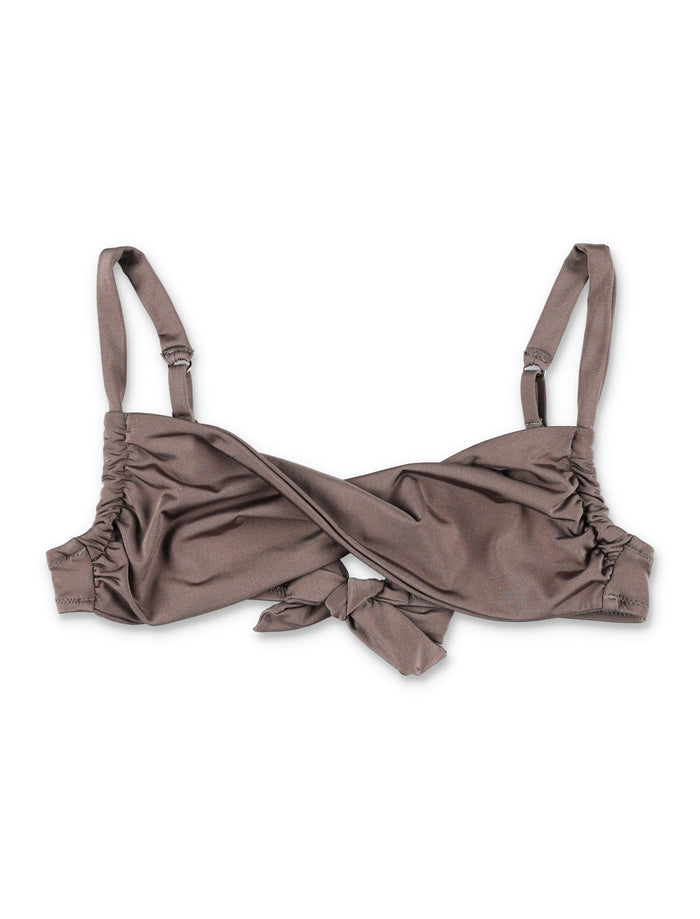 Belamer Zoe Twist Bikini Top Brown Recycled Polyamide Swimwear