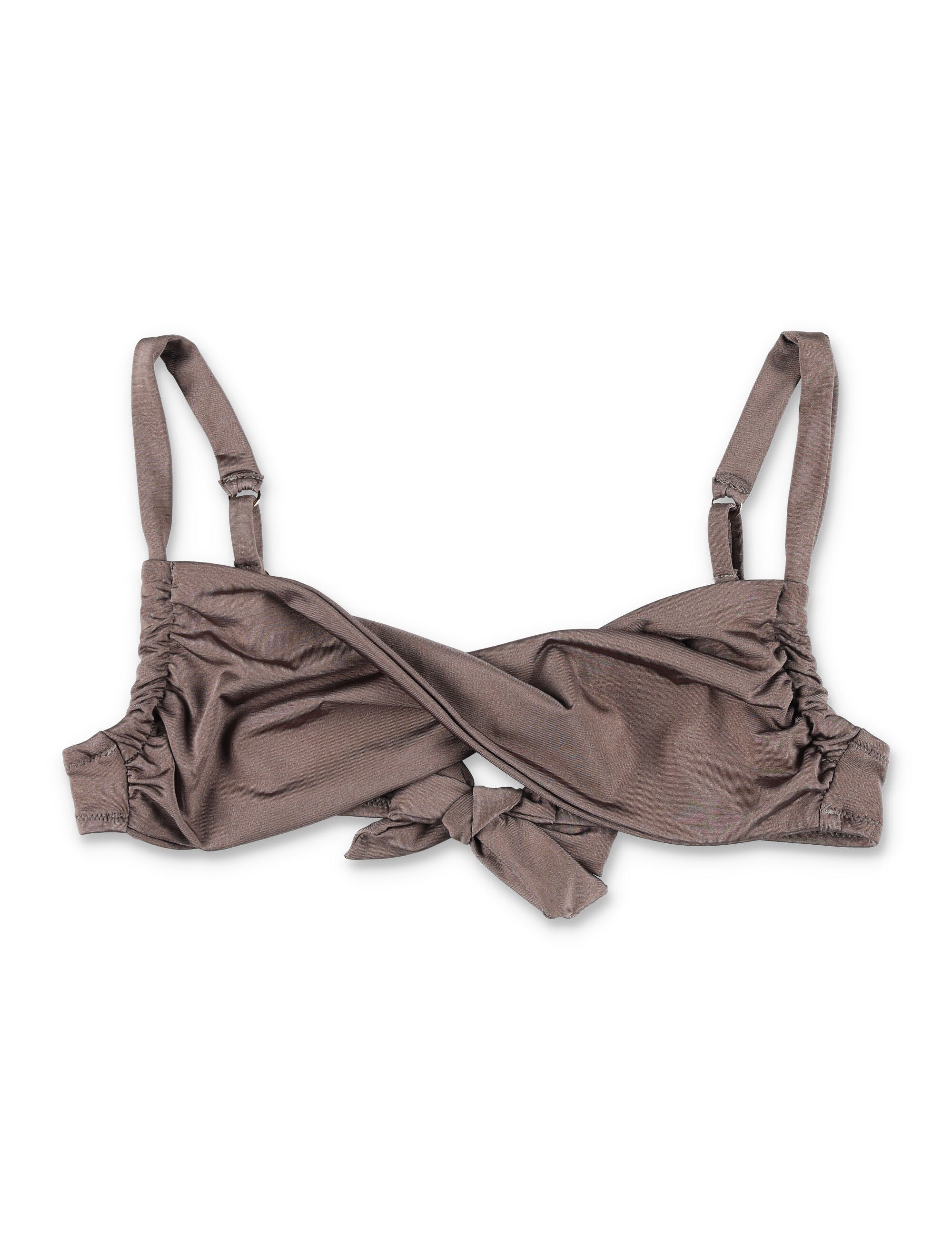 Belamer Zoe Twist Bikini Top Brown Recycled Polyamide Swimwear