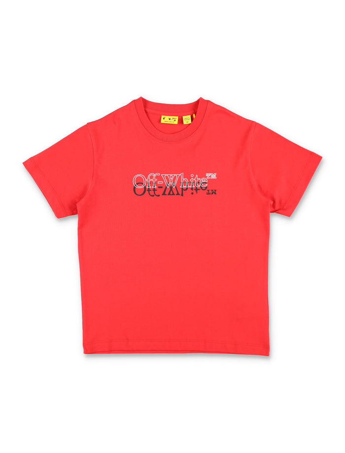Off-White Kids Big Bookish Double T-Shirt Red Cotton