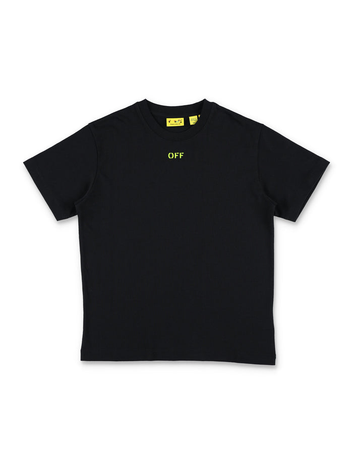 Off-White Kids Off Diag Print T-Shirt Black Cotton