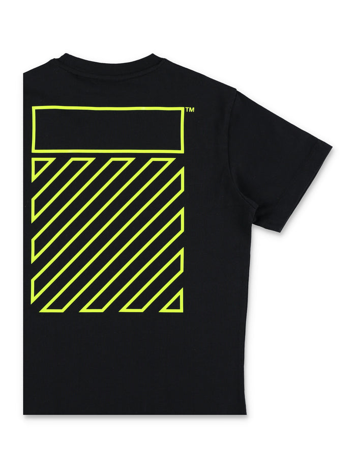 Off-White Kids Off Diag Print T-Shirt Black Cotton