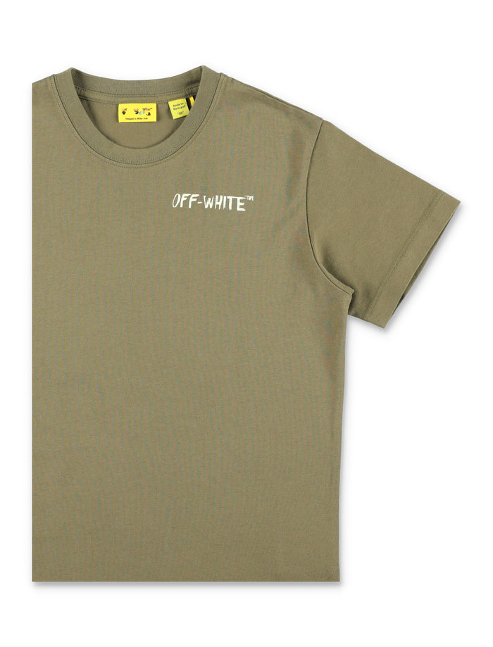 Off-White Kids Arrow Sketch T-Shirt Olive Cotton