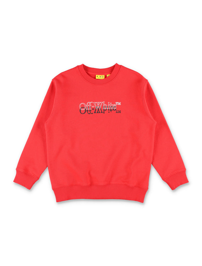 Off-White Kids Big Bookish Double Sweatshirt Red Cotton