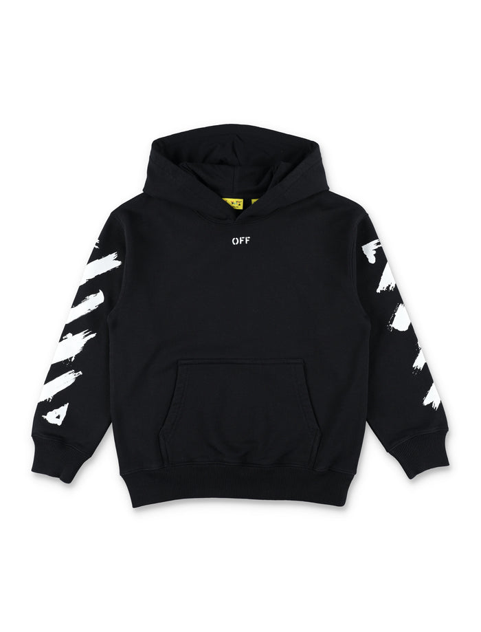 Off-White Kids Diag Paint Hoodie Black Cotton Sweatshirt