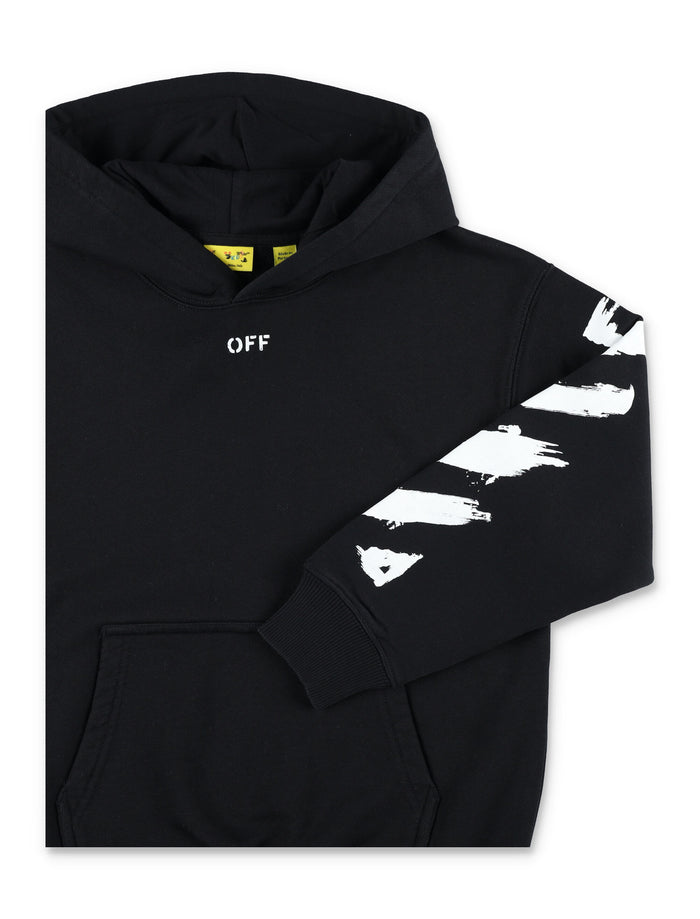 Off-White Kids Diag Paint Hoodie Black Cotton Sweatshirt