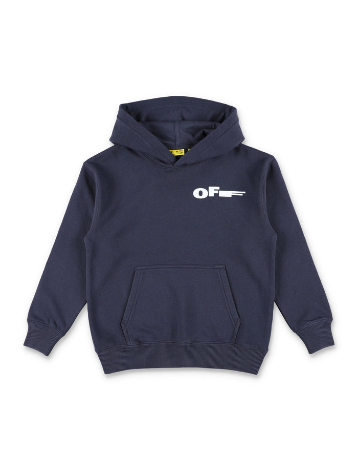 Off-White Kids Type Logo Hoodie Seaborne Cotton Sweatshirt