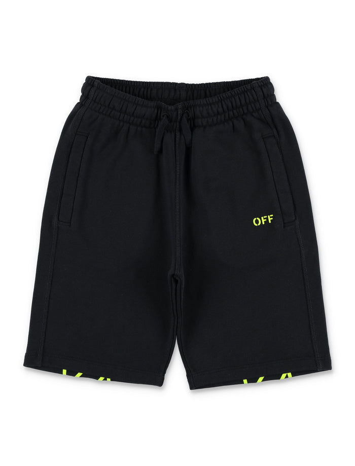 Off-White Kids Diag Sweatshorts Black Cotton Short