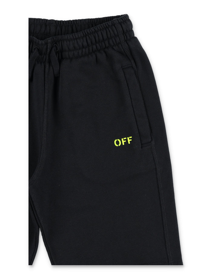 Off-White Kids Diag Sweatshorts Black Cotton Short