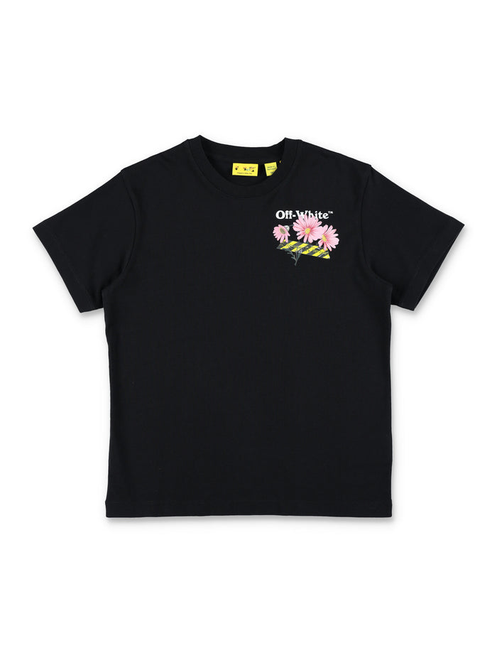 Off-White Kids Daisy Tape Cotton T-Shirt Black