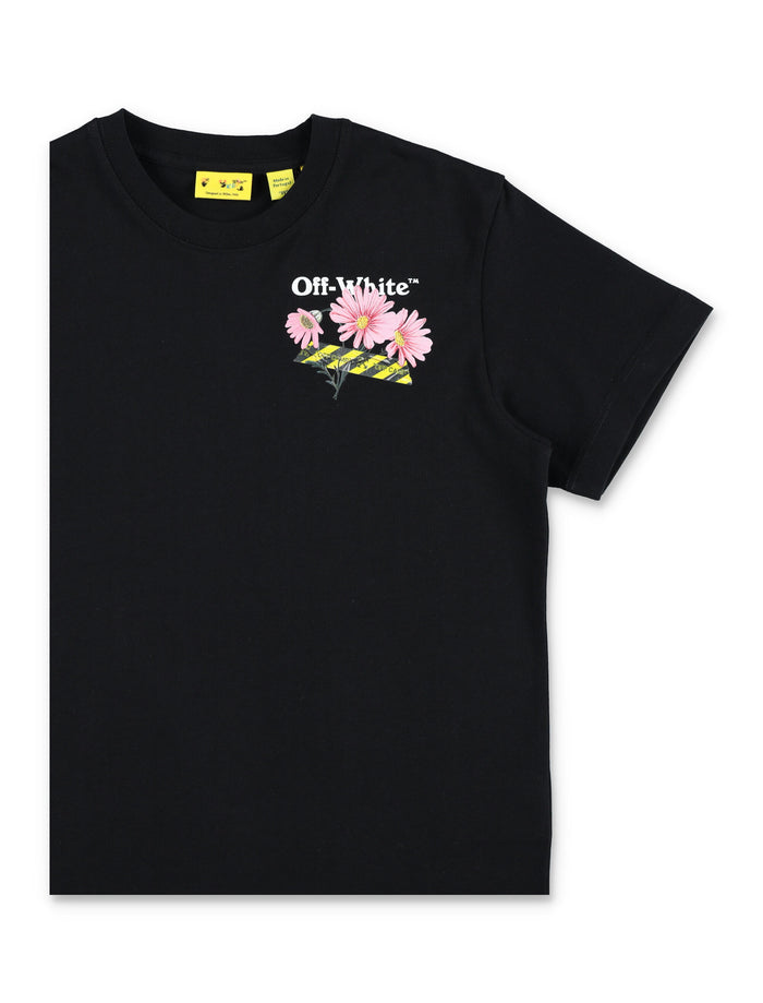 Off-White Kids Daisy Tape Cotton T-Shirt Black
