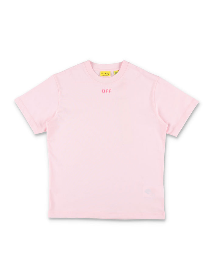 Off-White Kids Pink Off Diag Print T-Shirt Ballet Slipper Cotton