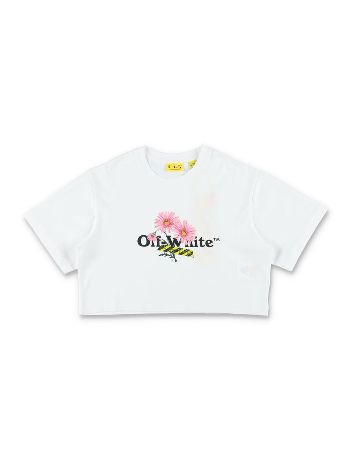 Off-White Kids Daisy Logo Crop T-Shirt Cotton