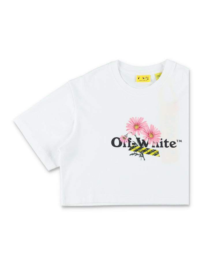 Off-White Kids Daisy Logo Crop T-Shirt Cotton