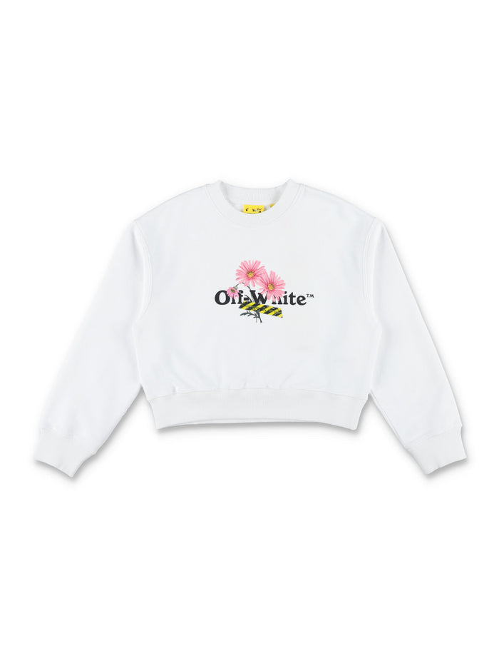 Off-White Kids Daisy Logo Boxy Sweatshirt Cotton