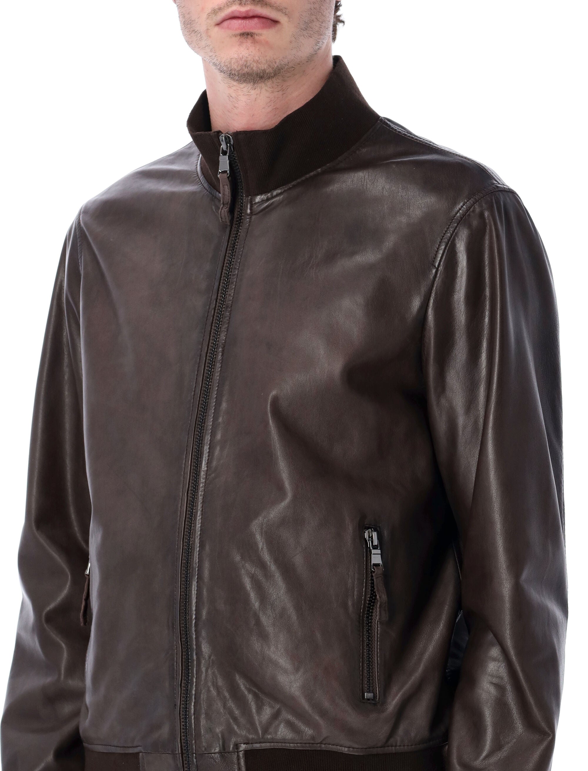 Sword 6.6.44 Leather Bomber Jacket Moro Ovine Lining
